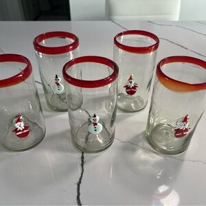 5 Christmas glasses from Pier 1, 6 inches tall.